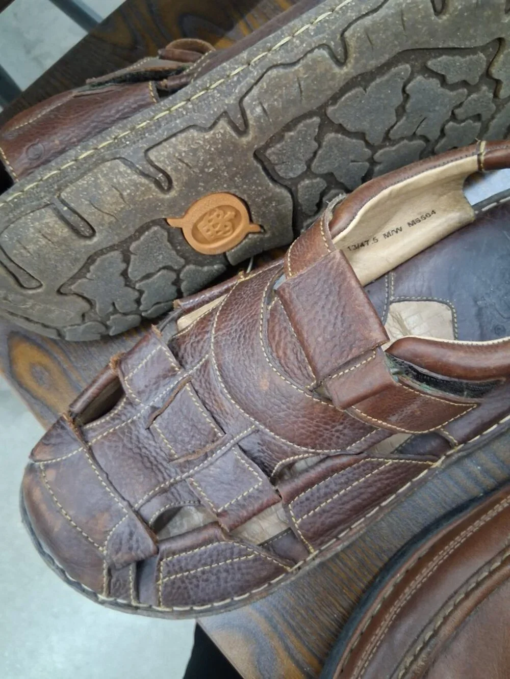 Men's Born Cabot III 3 Brown Leather Fisherman Slingback Sandal Shoes sz 13
